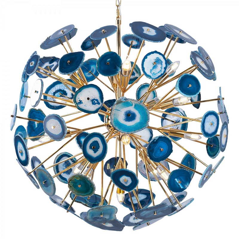 Люстра BRANQUINHO CHANDELIER AGATE blue Золотой Синий Люстра BRANQUINHO CHANDELIER AGATE blue Золотой Синий в Барнауле | Loft Concept