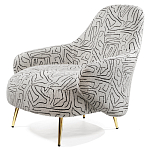 Кресло мягкое с принтом на золотистых ножках Onlooker варинант исполнения - 5 | Loft Concept в Барнауле