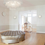 Люстра подвесная круглая с молочными стеклянными подвесками в форме капель Droplet Chandelier варинант исполнения - 4 | Loft Concept в Барнауле