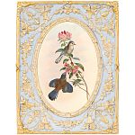 Декоративный постер с изображением птиц в раме с рельефным растительным узором Blooming Birds Poster варинант исполнения - 11 | Loft Concept в Барнауле