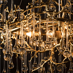 Подвесная люстра в виде ветвей деревьев золотого цвета с прозрачными подвесками-каплями 10 и 14 ламп Droplet Chandelier варинант исполнения - 6 | Loft Concept в Барнауле