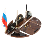 Настольный письменный набор с часами из природного камня обсидиана Oval Office варинант исполнения - 2 | Loft Concept в Барнауле