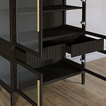 Витрина Primo со стеклянными фасадами и 2 ящиками Темный орех варинант исполнения - 5 | Loft Concept в Барнауле