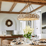 Люстра круглая с абажуром из устричных раковин Sea Ravens варинант исполнения - 4 | Loft Concept в Барнауле