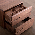 Прикроватный столик деревянный с 2-мя ящиками Moon Walnut Furniture варинант исполнения - 5 | Loft Concept в Барнауле
