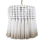 Подвесной светильник круглый плетеный с белой бахромой Braided Bundle of Ears варинант исполнения - 1 | Loft Concept в Барнауле