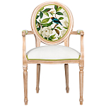 Стул с подлокотниками золотистый из бука с изображением птиц и цветов Blooming Birds варинант исполнения - 1 | Loft Concept в Барнауле