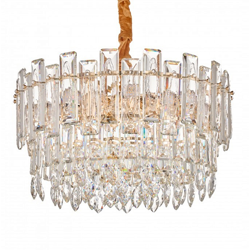 Круглая люстра с хрустальными подвесками на золотистом каркасе Gorgeous Crystal Light Золотой Прозрачный Круглая люстра с хрустальными подвесками на золотистом каркасе Gorgeous Crystal Light Золотой Прозрачный в Барнауле | Loft Concept