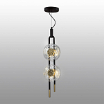 Подвесной светильник с черным основанием и золотистым декором Bruno Duo варинант исполнения - 4 | Loft Concept в Барнауле