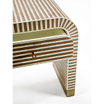 Тумбочка прикроватная с ящиком Tofino Stripes Bone Inlay Bedside Beige варинант исполнения - 3 | Loft Concept в Барнауле