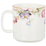 Кружка из фарфора белая с цветочным принтом 400 мл Flower Porcelain Collection варинант исполнения - 1 | Loft Concept в Барнауле