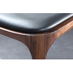 Стул деревянный с мягким сиденьем из черной натуральной кожи Moon Walnut Furniture варинант исполнения - 9 | Loft Concept в Барнауле