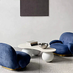 Дизайнерский журнальный стол с изогнутой столешницей на круглых ножках Rigilyr варинант исполнения - 3 | Loft Concept в Барнауле