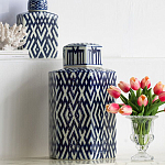 Ваза с крышкой и графическим узором в сине-белых цветах Blue & White Ornament  варинант исполнения - 6 | Loft Concept в Барнауле