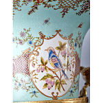 Ваза из голубого фарфора с рисунком птиц и цветов и декоративными элементами Blue Garden варинант исполнения - 9 | Loft Concept в Барнауле