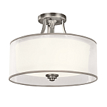 Потолочный светильник с двойным цилиндрическим плафоном из белого стекла и прозрачной органзы Kichler варинант исполнения - 7 | Loft Concept в Барнауле