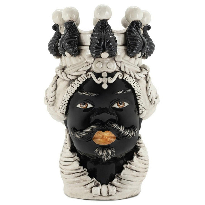 Ваза Vase Moro Man Black Big Черный Бежевый Ваза Vase Moro Man Black Big Черный Бежевый в Барнауле | Loft Concept