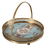 Блюдо круглое с ручкой и голубым фарфоровым дном с цветочным рисунком Blue Garden варинант исполнения - 1 | Loft Concept в Барнауле