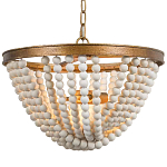 Люстра с подвесками в виде круглых деревянных белых бусин White Wooden Beads Chandelier варинант исполнения - 2 | Loft Concept в Барнауле