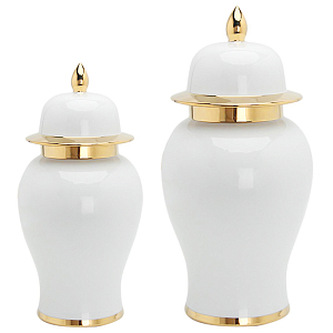 Китайская чайная ваза с крышкой белый с золотом