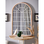 Зеркало-окно настенное в венецианском стиле с деревянной рамой бежевого цвета Venetian Smooth варинант исполнения - 5 | Loft Concept в Барнауле