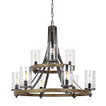 Люстра с цилиндрическим плафонами из толстого волнистого стекла в индустриальном стиле Feiss варинант исполнения - 1 | Loft Concept в Барнауле