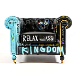 Кресло "Баския и Уорхол" Basquiat Warhol graffiti chair натуральная кожа варинант исполнения - 1 | Loft Concept в Барнауле