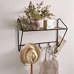 Настенная вешалка с полкой из ротанга Bourn Shelf-hanger варинант исполнения - 5 | Loft Concept в Барнауле