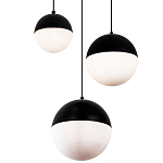 Каскадный светильник с 3-мя плафонами шары Ponzio Flos Cascade Trio Black Sphere Hanging Lamp варинант исполнения - 2 | Loft Concept в Барнауле