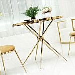 Обеденный стол с чёрной круглой столешницей на золотых ножках Rive Gauche Table варинант исполнения - 1 | Loft Concept в Барнауле