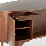 Дизайнерский письменный стол округлой формы с 4-мя ящиками и дверкой с полочками Rili варинант исполнения - 3 | Loft Concept в Барнауле