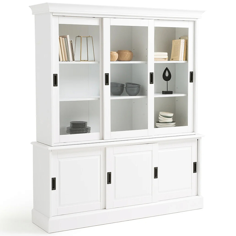 Витрина из массива сосны Cobbett White Wood Showcase Белый Прозрачное Стекло Черный Витрина из массива сосны Cobbett White Wood Showcase Белый Прозрачное Стекло Черный в Барнауле | Loft Concept