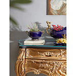 Чаша темно-синяя фарфоровая с бронзовыми ручками и ажурным ободком Eden Garden варинант исполнения - 4 | Loft Concept в Барнауле