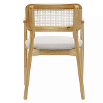 Стул обеденный с мягким сиденьем и спинкой из плетеного ротанга Wood and Textile Chair варинант исполнения - 4 | Loft Concept в Барнауле