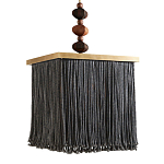 Люстра квадратная с бахромой и подвесом из деревянных бусин Psyche варинант исполнения - 2 | Loft Concept в Барнауле