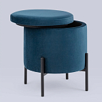 Синий пуф на черных ножках SANJAY варинант исполнения - 2 | Loft Concept в Барнауле