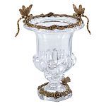 Ваза из прозрачного стекла на бронзовой подставке с ободком и ручками в виде стрекоз Eden Garden варинант исполнения - 1 | Loft Concept в Барнауле