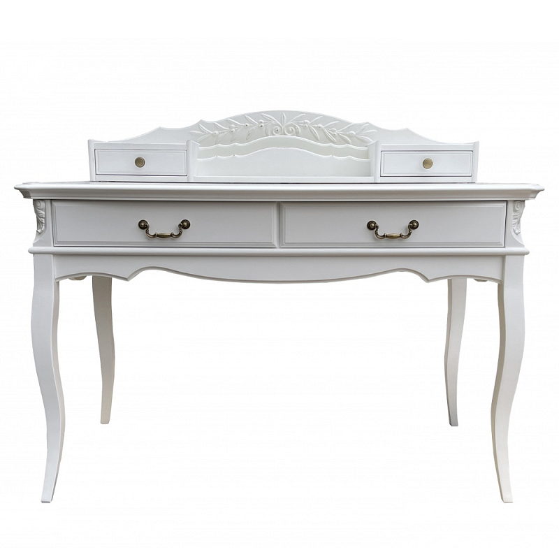 Стол-бюро белого цвета из массива бука с 4-мя ящиками White Provence Белый в Барнауле | Loft Concept 