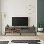 ТВ-тумба с раздвижными дверцами Mallin Metal TV Stand варинант исполнения - 4 | Loft Concept в Барнауле