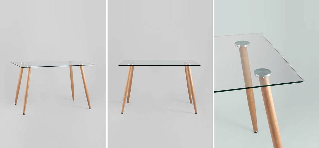 Стол обеденный Wood and Glass Стеклянная столешница Стол обеденный Wood and Glass Стеклянная столешница - Loft-Concept в Барнауле
