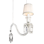 Подвесной светильник с белым текстильным абажуром и изогнутым хрустальным основанием с подвесками Lustre Reverie варинант исполнения - 4 | Loft Concept в Барнауле