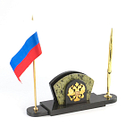 Визитница настольная с гербом и флагом России из природного камня змеевик Successful Leader варинант исполнения - 2 | Loft Concept в Барнауле