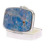 Таблетница карманная прямоугольная на 2 отделения с зеркалом и накладкой из натурального камня Лазурит Silver Stone Pillboxes варинант исполнения - 2 | Loft Concept в Барнауле