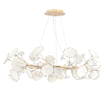 Люстра круглая с белыми лепестками из керамики и прозрачными хрустальными цветками Диаметр 82 см Wintery flovers варинант исполнения - 2 | Loft Concept в Барнауле