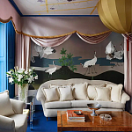 Обои ручная роспись Tsuro Cranes Original colourway on Tarnished Silver gilded paper варинант исполнения - 1 | Loft Concept в Барнауле