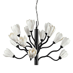 Люстра подвесная черного цвета с ветвями и белыми фарфоровыми цветами Floralis варинант исполнения - 1 | Loft Concept в Барнауле