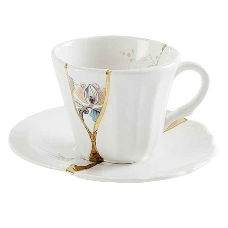 Кофейная пара Seletti Kintsugi 2 Белый Золотой Мульти Кофейная пара Seletti Kintsugi 2 Белый Золотой Мульти в Барнауле | Loft Concept