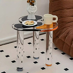 Дизайнерский журнальный стол с фигурной столешницей на 3-х прозрачных ножках Rahakif варинант исполнения - 3 | Loft Concept в Барнауле