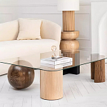 Дизайнерский журнальный стол с прозрачной столешницей и ножками в форме геометрических фигур Pytusin варинант исполнения - 2 | Loft Concept в Барнауле