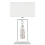 Настольная лампа с прямоугольным тканевым абажуром на белом мраморном основании Silver Threads варинант исполнения - 3 | Loft Concept в Барнауле